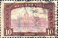 [Reaper - White Numerals. Inscription "MAGYAR KIR.POSTA" - Kingdom of Hungary Postage, type AH1]