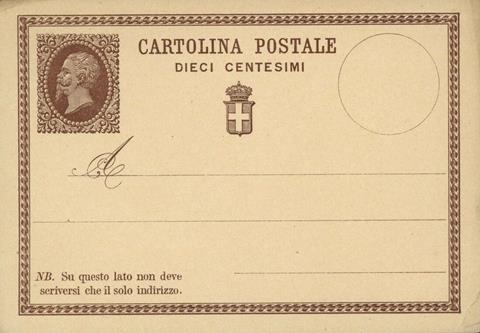 sos italy HG 1 postal card  1874
