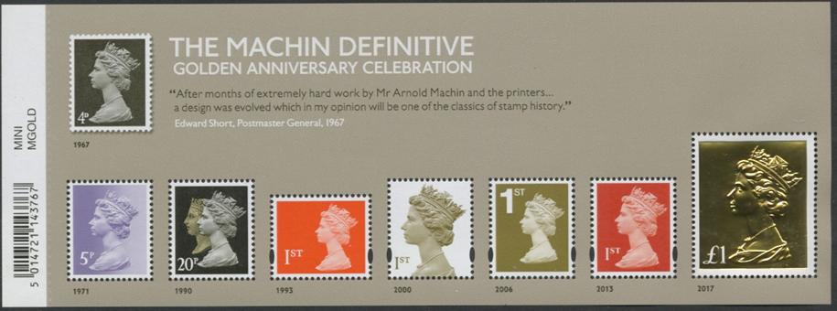 Machin Definitive Golden Anniversary miniature sheet 2017.