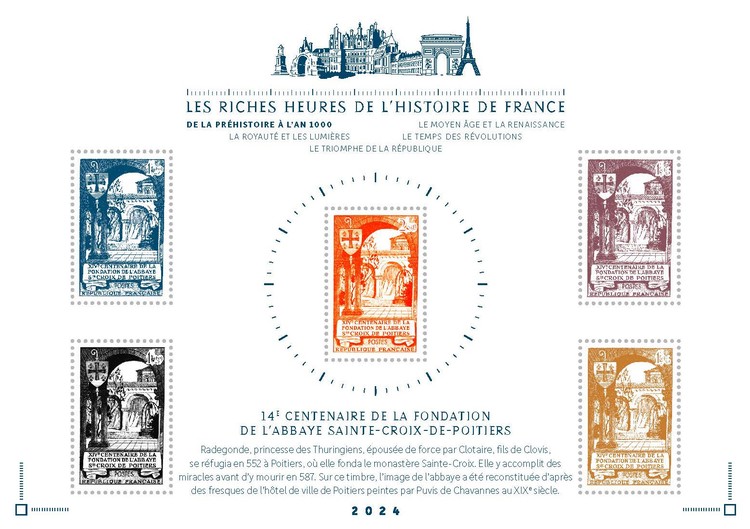[Philatelic Treasures - The Rich Hours of French History - The 1400th Anniversary of the Founding of the the Sainte Cross Abbey of Poitiers, type ]