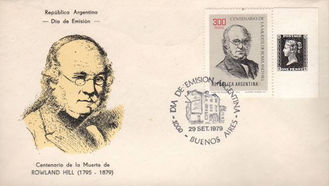 argentina 1249with  penny black label at right  fdc fdc