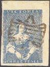 [Queen Victoria - 1st Ham Printing. Narrow Line of Colour Above "VICTORIA", type A]