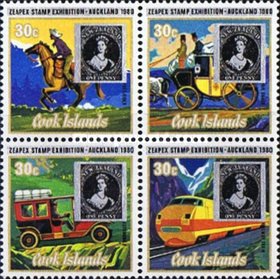 [International Philatelic Exhibition "Zeapex'80" - Issues of 1979 Overprinted in Black and Silver - Stamps on Stamps, type ]