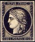 first french black ceres stamp
