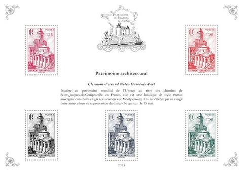 [Philatelic Treasures - Architectural Heritage - Clermont-Ferrand Notre-Dame-du-Port, Scrivi ]