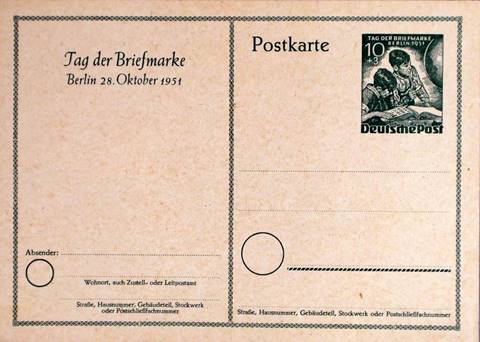 germany-berlin stamp day postal card 1951