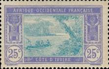 sos ivory coast  enased 25 c. surcharged stamp-- emergency currency  1920