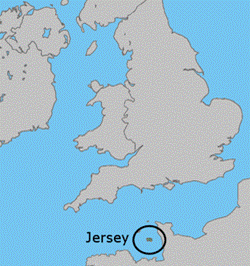 Location of  Jersey  (Dark Green)