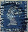 [Queen Victoria - Inscription: "POST PAID" - Early Impressions: Full Backgorund, Vertical Lines Domination, type B6]