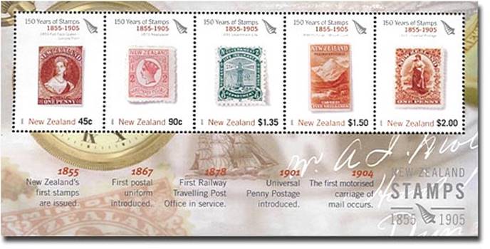 2005 NZ - 150th Anniv of New Zealand Stamps (1st) M/S MNH - Click Image to Close