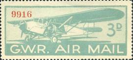 gt britain great western railway air mail label  1933