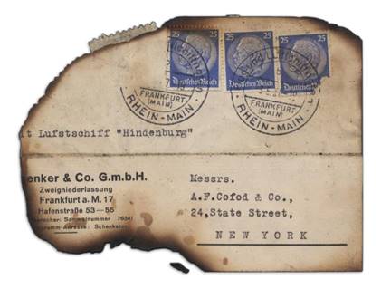 Hindenburg recovered mail fragment