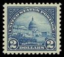 US Stamps Values Scott Catalogue #572: US$2.00 1923 US Capitol Perf 11
