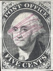 [George Washington - Printed on Bluish Wove Paper. Size: 20.75 x 27,75mm, type A]