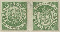 sos uruguay 21a tete-beche pair  1864